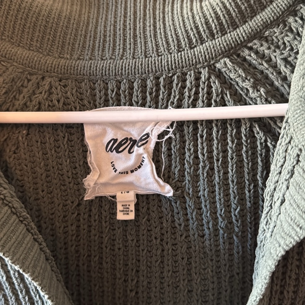 Green Ribbed Women's Sweater - Picture 3 of 3